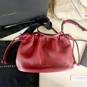 NEW! STRATHBERRY | Charlotte Drawstring Crossbody Bag - Oxblood Red Leather